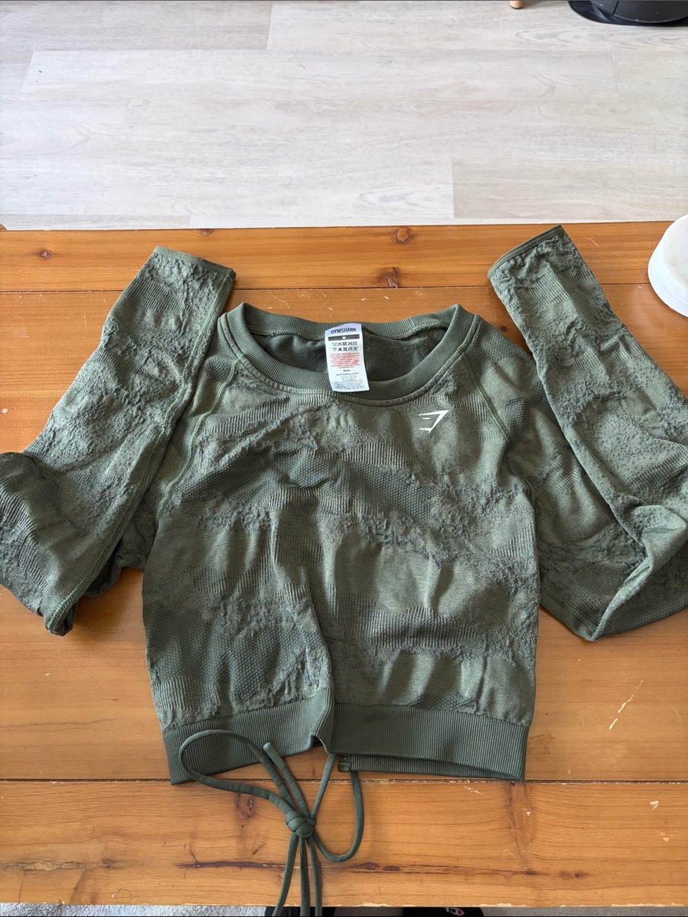 Gymshark Olive Cropped Seamless Long Sleeve Top